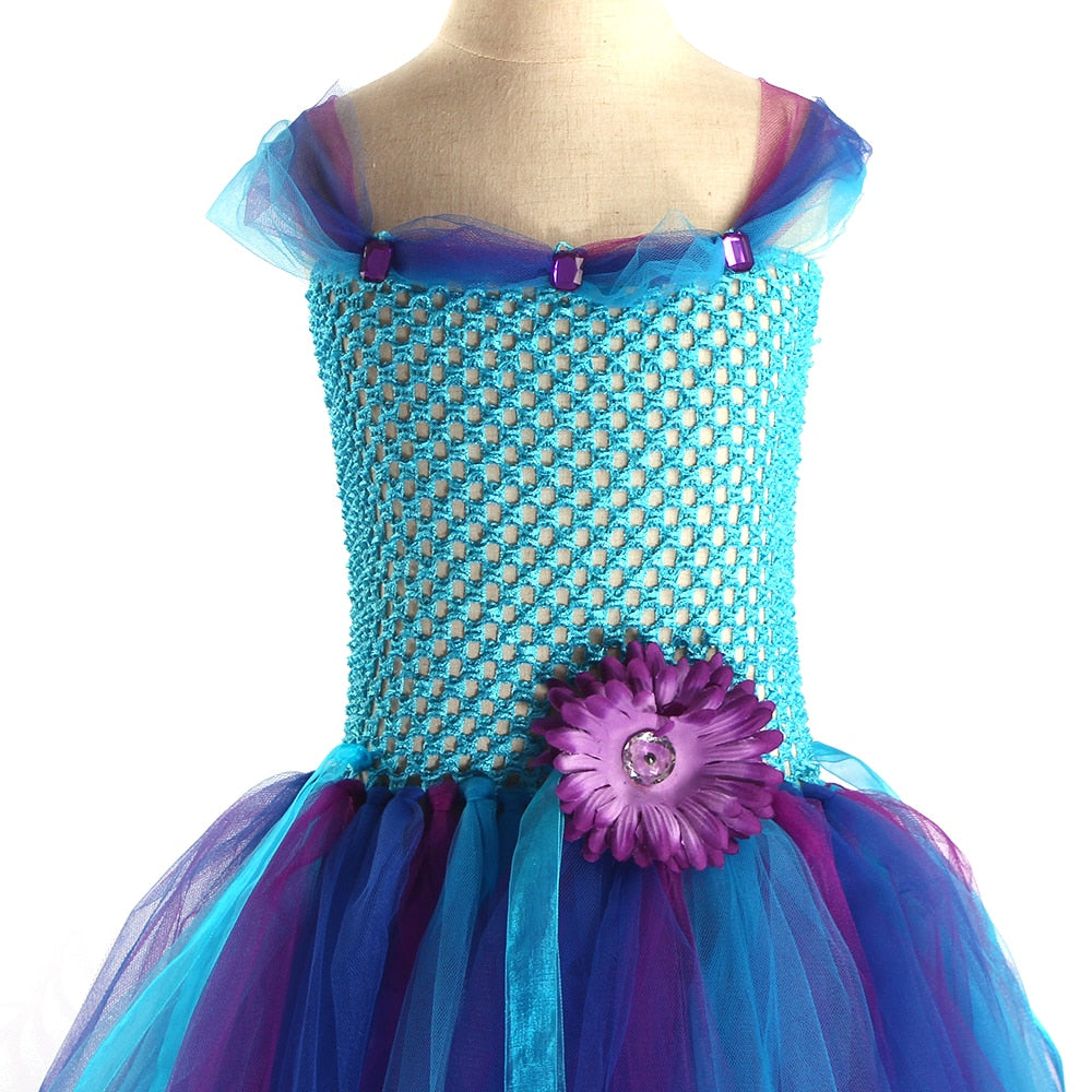 Peacock Fairy Girl Tutu Dress Kids Costume