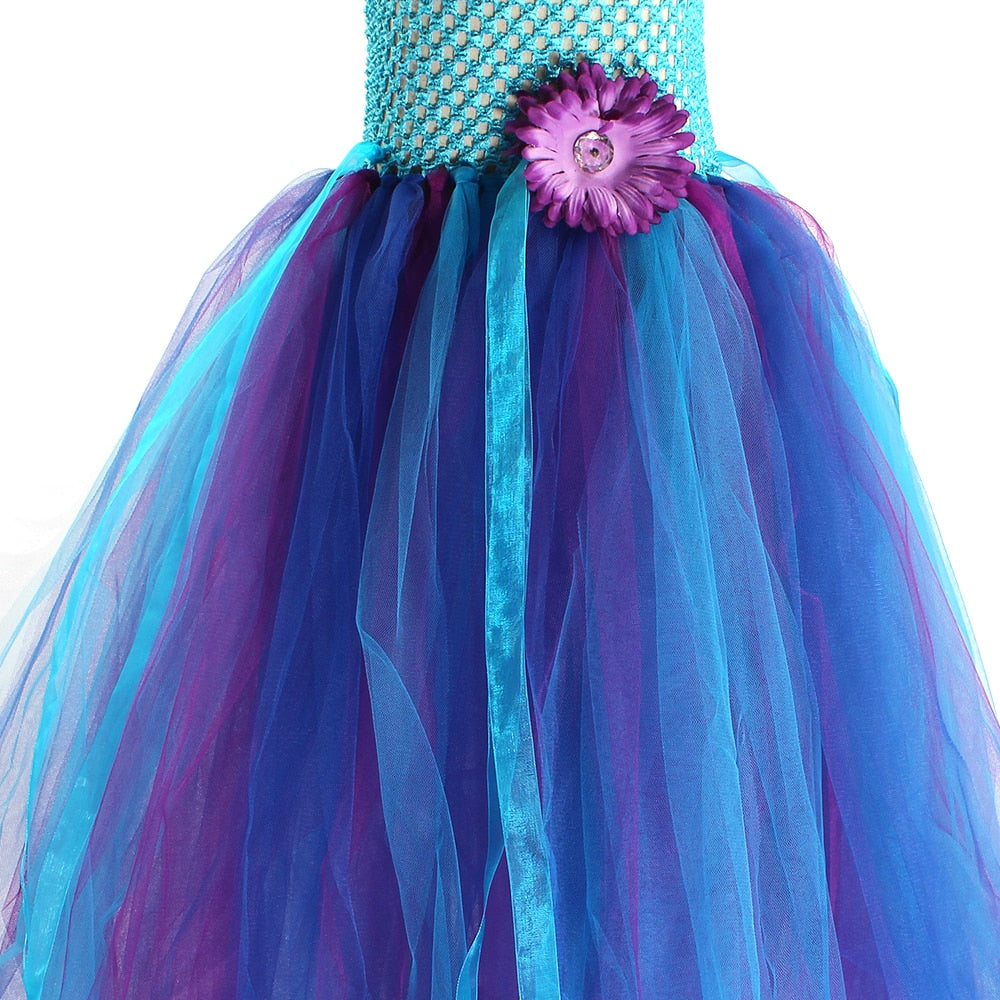 Peacock Fairy Girl Tutu Dress Kids Costume