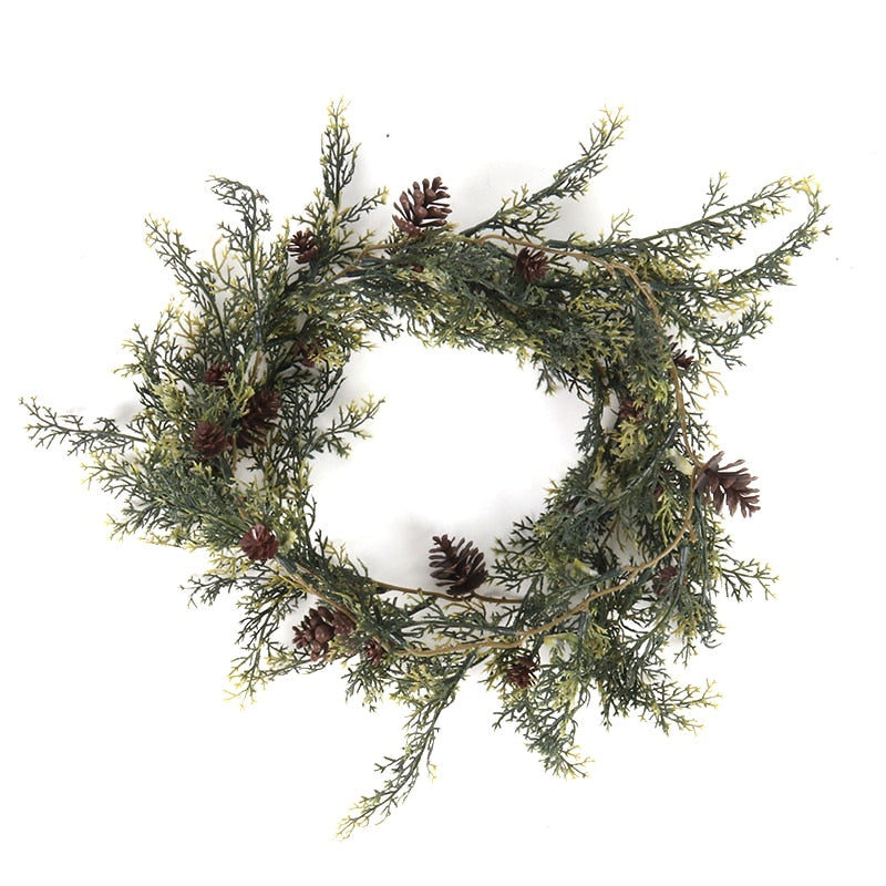 Christmas Wreath Berries Cones Artificial Vine Hanging Floral Foliage Garland Christmas Decorations