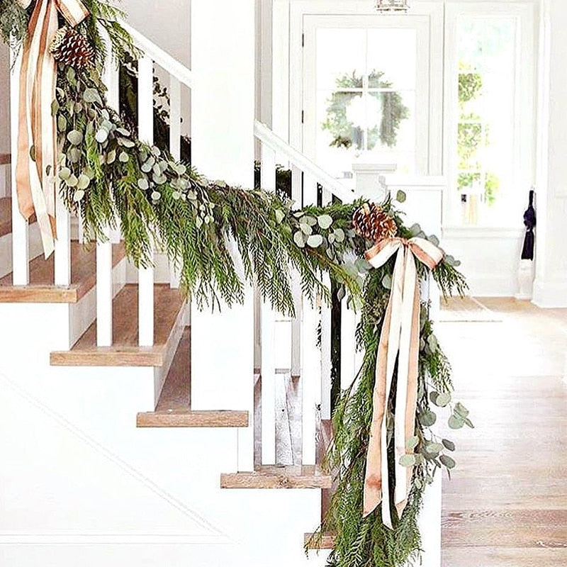 Christmas Wreath Berries Cones Artificial Vine Hanging Floral Foliage Garland Christmas Decorations