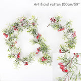 Christmas Wreath Berries Cones Artificial Vine Hanging Floral Foliage Garland Christmas Decorations