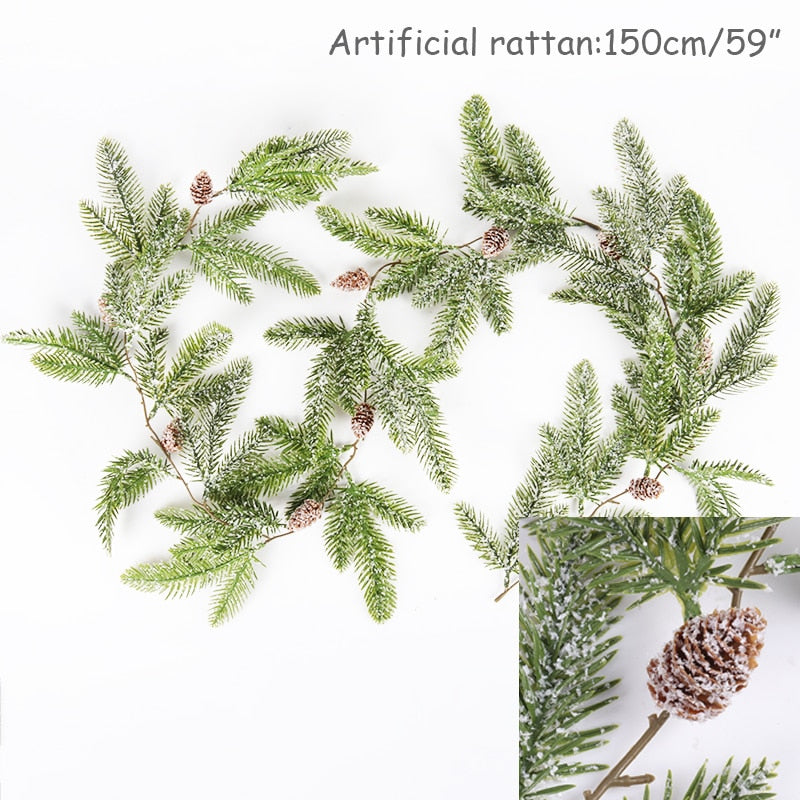 Christmas Wreath Berries Cones Artificial Vine Hanging Floral Foliage Garland Christmas Decorations