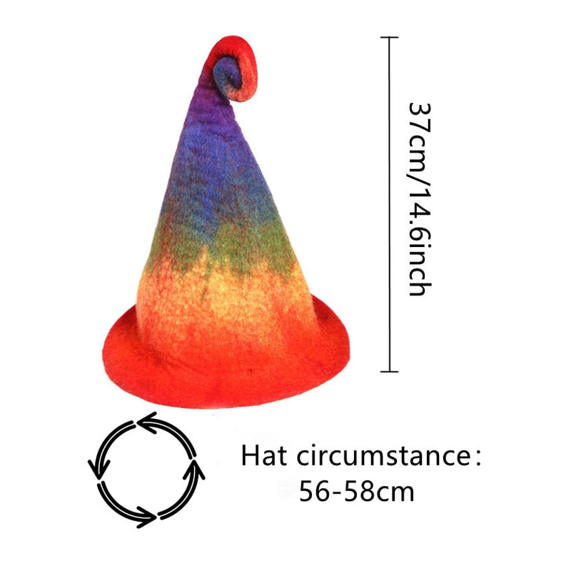 Rainbow Felt Witch Hat