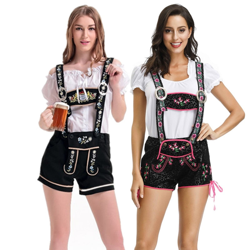 Bavarian Beer Girl Oktoberfest Lederhosen with Shirt Costumes Set