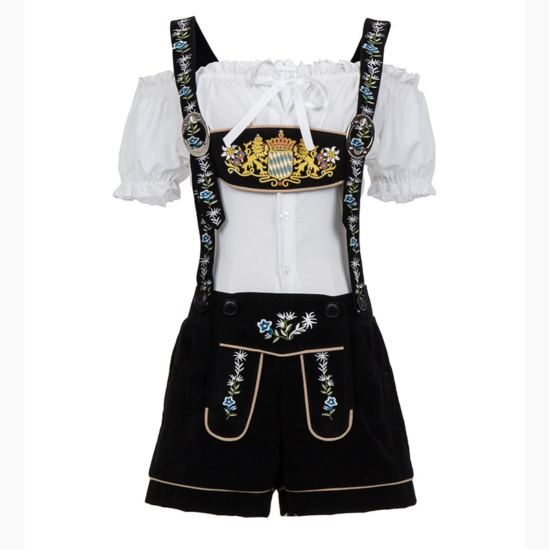 Bavarian Beer Girl Oktoberfest Lederhosen with Shirt Costumes Set