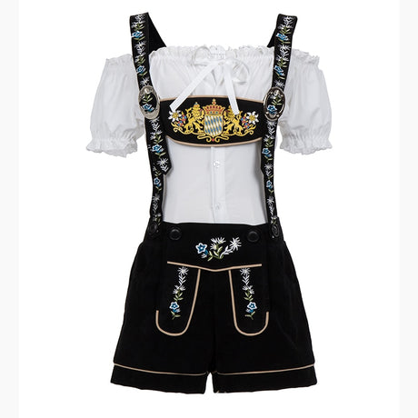 Bavarian Beer Girl Oktoberfest Lederhosen with Shirt Costumes Set