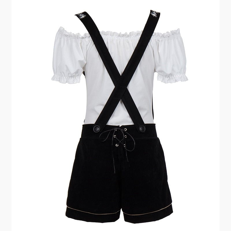 Bavarian Beer Girl Oktoberfest Lederhosen with Shirt Costumes Set