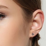 X Stud Earrings 925 Sterling Silver Cross