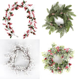 Christmas Wreath Berries Cones Artificial Vine Hanging Floral Foliage Garland Christmas Decorations