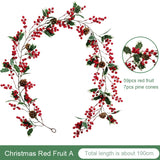 Christmas Wreath Berries Cones Artificial Vine Hanging Floral Foliage Garland Christmas Decorations