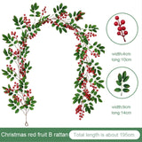 Christmas Wreath Berries Cones Artificial Vine Hanging Floral Foliage Garland Christmas Decorations