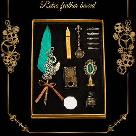 Steampunk Fountain Pen and Wax Seal Stamp Gift Set