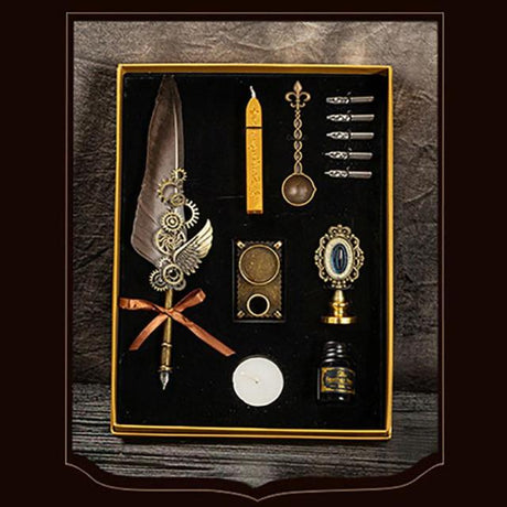 Steampunk Fountain Pen and Wax Seal Stamp Gift Set
