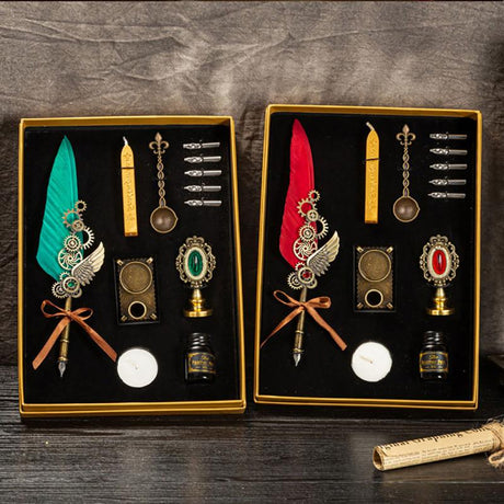 Steampunk Fountain Pen and Wax Seal Stamp Gift Set