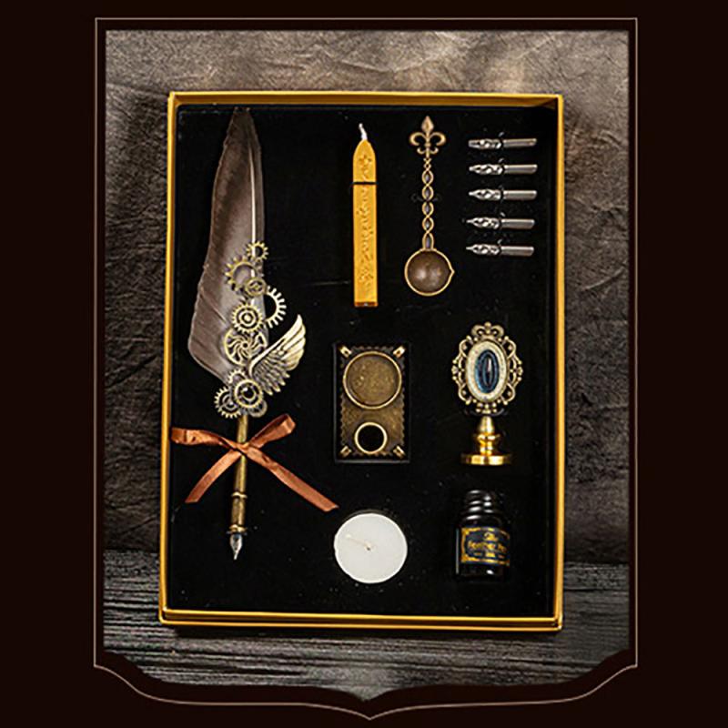 Steampunk Fountain Pen and Wax Seal Stamp Gift Set