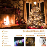 Christmas Fairy Lights Ribbon Bows With 50 LED 5M