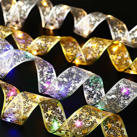 Christmas Fairy Lights Ribbon Bows With 50 LED 5M