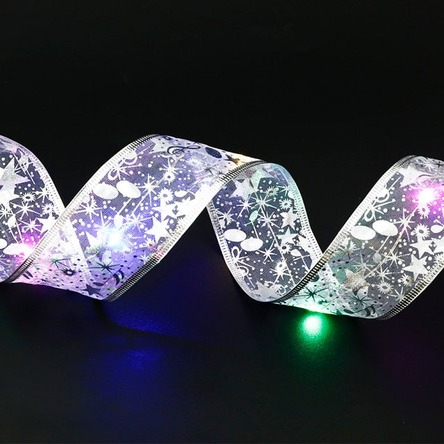 Christmas Fairy Lights Ribbon Bows With 50 LED 5M