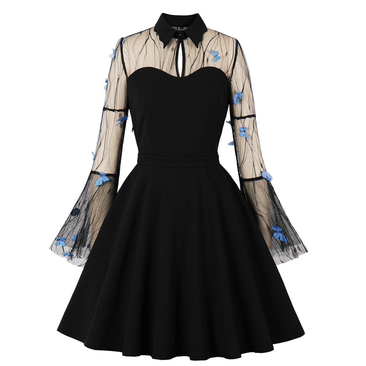 Sabrina Butterfly Flare Sleeve 90s Witch Midi Dresses