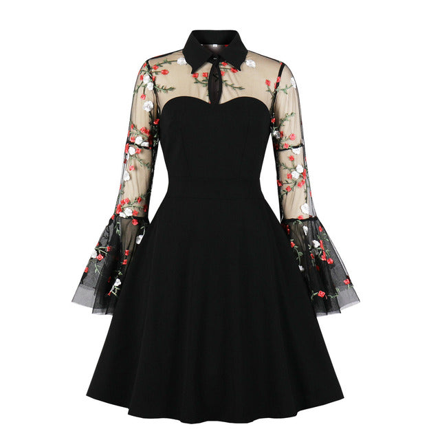 Sabrina Butterfly Flare Sleeve 90s Witch Midi Dresses