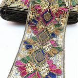 1 Yard Sequin Lace Trim Embroidered Ribbons Handmade Sewing Supplies - Woodland Gatherer