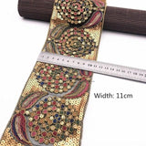 1 Yard Sequin Lace Trim Embroidered Ribbons Handmade Sewing Supplies - Woodland Gatherer
