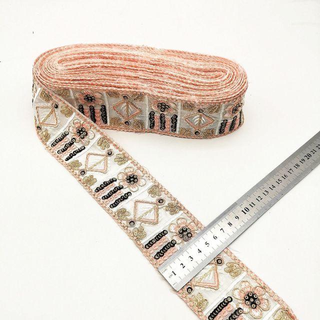 1 Yard Sequin Lace Trim Embroidered Ribbons Handmade Sewing Supplies - Woodland Gatherer