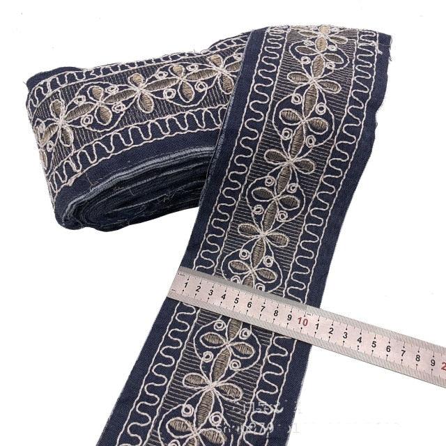1 Yard Sequin Lace Trim Embroidered Ribbons Handmade Sewing Supplies - Woodland Gatherer
