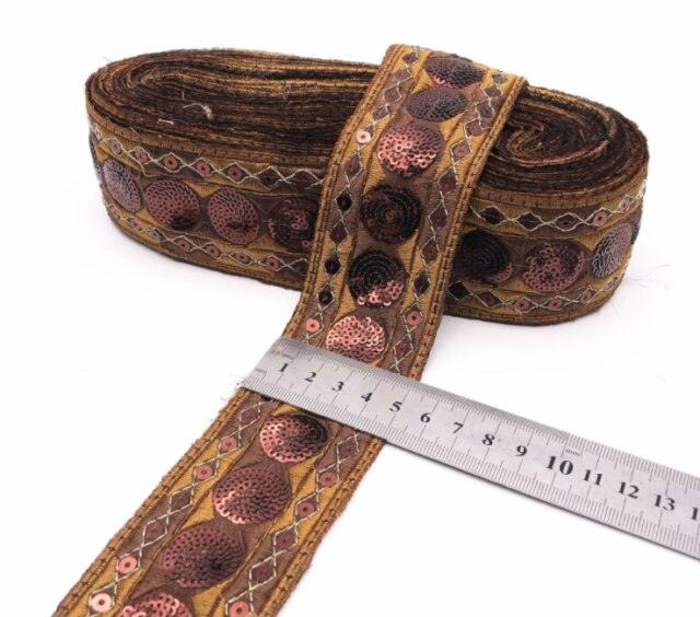 1 Yard Sequin Lace Trim Embroidered Ribbons Handmade Sewing Supplies - Woodland Gatherer