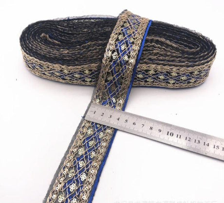 1 Yard Sequin Lace Trim Embroidered Ribbons Handmade Sewing Supplies - Woodland Gatherer