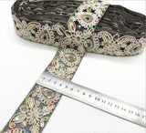 1 Yard Sequin Lace Trim Embroidered Ribbons Handmade Sewing Supplies - Woodland Gatherer