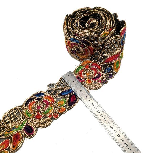 1 Yard Sequin Lace Trim Embroidered Ribbons Handmade Sewing Supplies - Woodland Gatherer