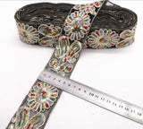 1 Yard Sequin Lace Trim Embroidered Ribbons Handmade Sewing Supplies - Woodland Gatherer