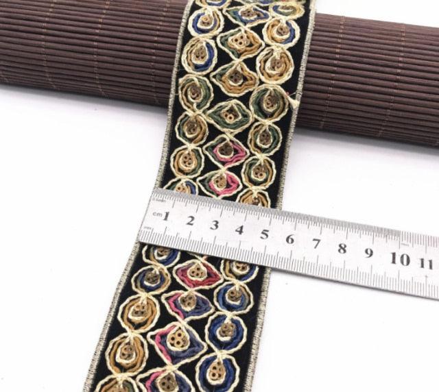 1 Yard Sequin Lace Trim Embroidered Ribbons Handmade Sewing Supplies - Woodland Gatherer