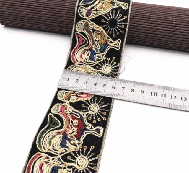 1 Yard Sequin Lace Trim Embroidered Ribbons Handmade Sewing Supplies - Woodland Gatherer
