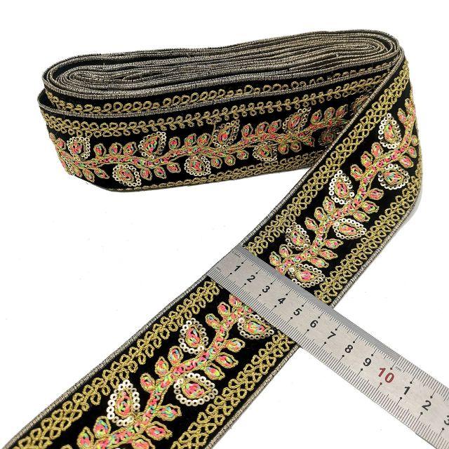 1 Yard Sequin Lace Trim Embroidered Ribbons Handmade Sewing Supplies - Woodland Gatherer