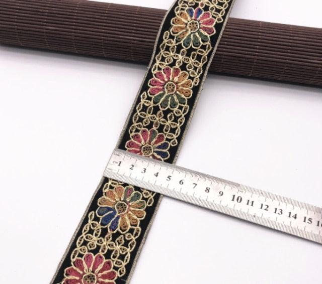 1 Yard Sequin Lace Trim Embroidered Ribbons Handmade Sewing Supplies - Woodland Gatherer