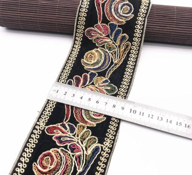 1 Yard Sequin Lace Trim Embroidered Ribbons Handmade Sewing Supplies - Woodland Gatherer
