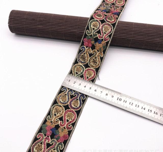 1 Yard Sequin Lace Trim Embroidered Ribbons Handmade Sewing Supplies - Woodland Gatherer