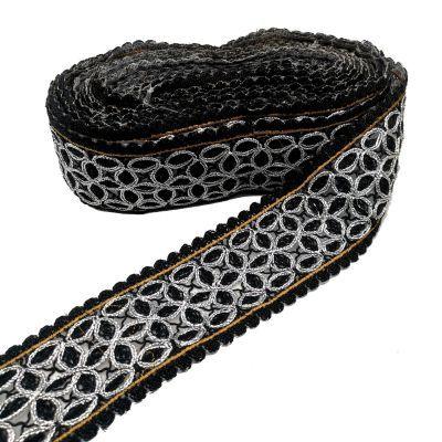 1 Yard Sequin Lace Trim Embroidered Ribbons Handmade Sewing Supplies - Woodland Gatherer