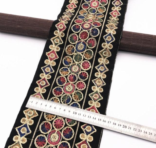 1 Yard Sequin Lace Trim Embroidered Ribbons Handmade Sewing Supplies - Woodland Gatherer