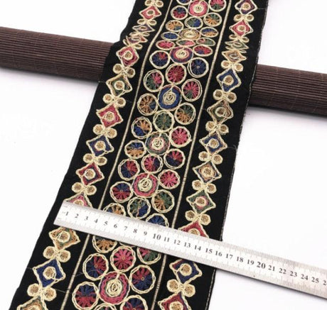 1 Yard Sequin Lace Trim Embroidered Ribbons Handmade Sewing Supplies - Woodland Gatherer