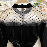 Vintage Black Va-Va Velvet Trumpet Dress