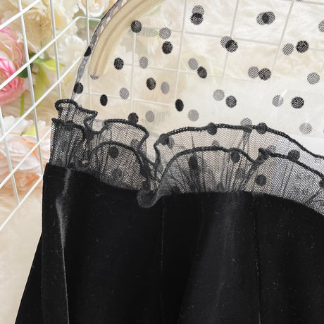 Vintage Black Va-Va Velvet Trumpet Dress