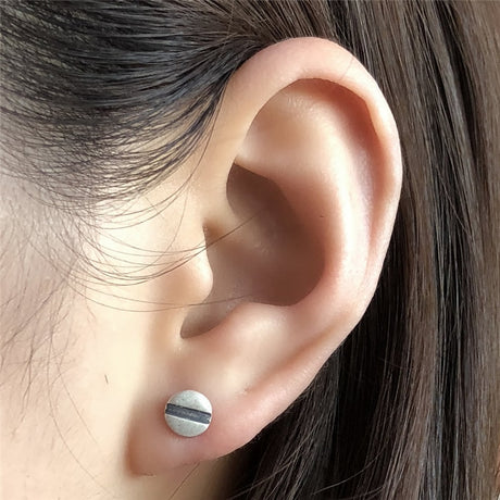 Flat Head Screw 925 Sterling Silver Stud Earrings