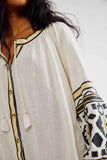 Oversize Cotton Blouse Boho Embroidery Shirt