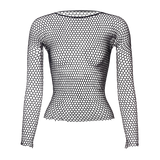 Fishnet Mesh Long Sleeve Tops