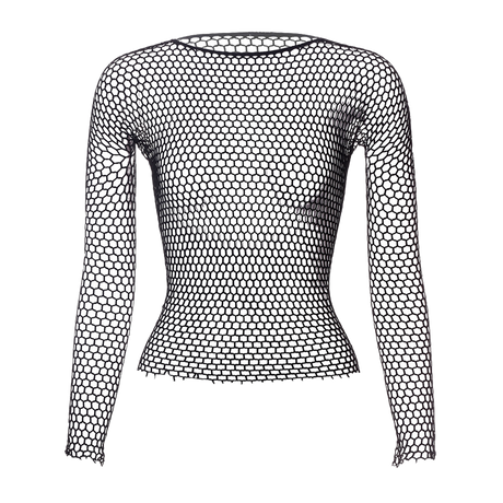 Fishnet Mesh Long Sleeve Tops