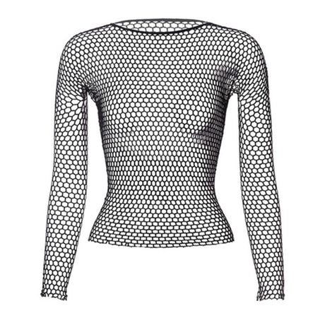 Fishnet Mesh Long Sleeve Tops