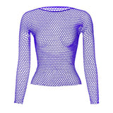 Fishnet Mesh Long Sleeve Tops